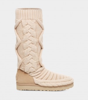 Beige Ugg Classic Tall Chunky Knit Women Boots | 325948-GDC