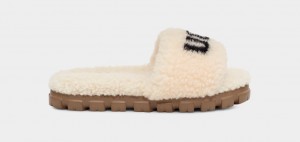 Beige Ugg Cozetta Curly Graphic Women Slippers | 730629-ZGS