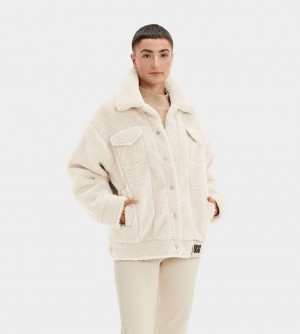 Beige Ugg Frankie Sherpa Trucker Women Jackets | 917263-JRA