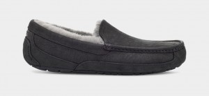 Black Ugg Ascot Matte Leather Men Moccasins | 436098-UWN