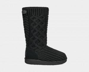 Black Ugg Classic Cardi Cabled Knit Kids' Boots | 680273-OMN