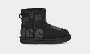 Black Ugg Classic Mini Scatter Graphic Kids' Boots | 647189-ENF