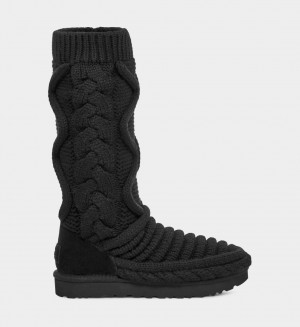 Black Ugg Classic Tall Chunky Knit Women Boots | 348721-TYH