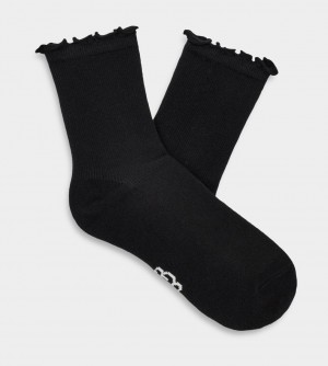 Black Ugg Karsyn Lettuce Edge Women Socks | 670314-BHE