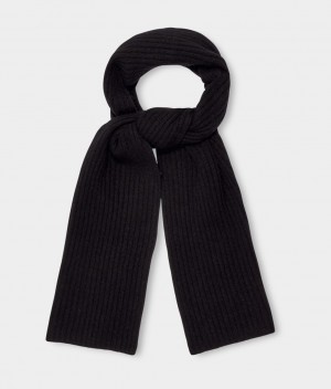 Black Ugg Pryce Rib Knit Women Scarves | 287064-WIK