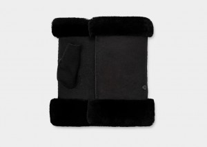 Black Ugg Sheepskin Fingerless Women Gloves | 476901-BPU