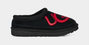 Black / Red Ugg Tasman Logo Men Slippers | 831502-ZVJ