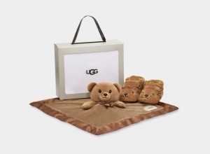 Brown Ugg Bixbee And Lovey Bear Stuffie Kids' Boots | 524398-ANG