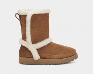 Brown Ugg Classic Fluff Spill Seam Women Boots | 082357-CSD