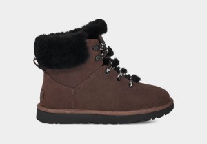 Brown Ugg Classic Mini Alpine Lace Women Boots | 721543-HCJ