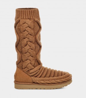 Brown Ugg Classic Tall Chunky Knit Women Boots | 920563-EVN