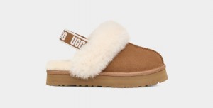 Brown Ugg Funkette Kids' Slippers | 360875-QPJ