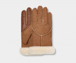 Brown Ugg Sheepskin Whipstitch Women Gloves | 037912-EFC