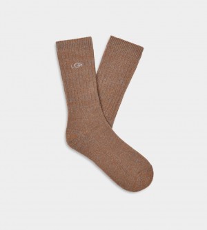 Brown Ugg Trey Rib Knit Slouchy Crew Men Socks | 406179-ZSG