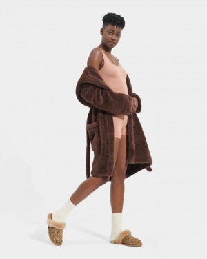 Chocolate Ugg Aarti Plush Robe Women Sleepwear | 380924-SAX