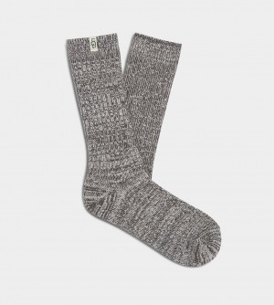 Deep Grey Ugg Rib Knit Slouchy Crew Women Socks | 851732-LQS