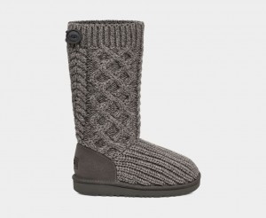 Grey Ugg Classic Cardi Cabled Knit Kids' Boots | 541820-UAT