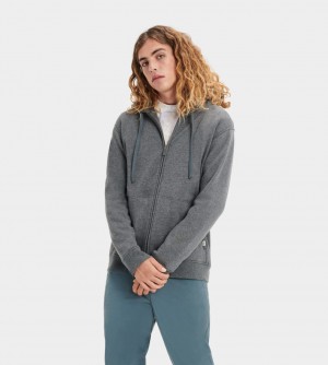 Grey Ugg Gordon Zipped Men Hoodie | 406187-DPE