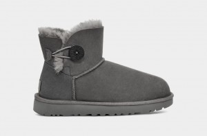 Grey Ugg Mini Bailey Button II Women Boots | 723890-KXV