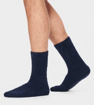 Navy Ugg Fincher Ultra Cozy Crew Men Socks | 714689-HNW