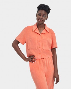 Orange Ugg Saniyah Sleeve Buttondown Women Tops | 270841-UEG