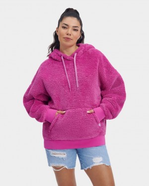 Pink Ugg Loyra Sherpa Women Hoodie | 850921-JFD