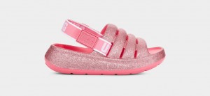 Pink Ugg Sport Yeah Glitter Kids' Sandals | 697581-ADK