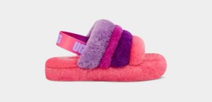 Pink / Purple / Multicolor Ugg Fluff Yeah Multi Kids' Slippers | 195468-DZJ