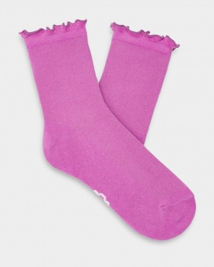 Purple Ugg Karsyn Lettuce Edge Women Socks | 067514-DEL