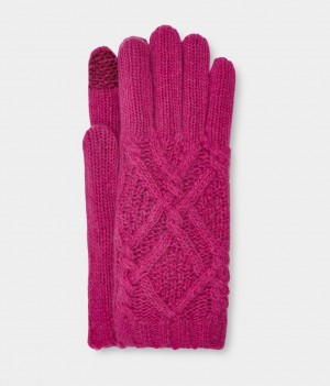 Red Ugg Desmond Cable Knit Women Gloves | 534296-MTW