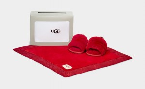 Red Ugg Fluff Yeah And Lovey Kids' Slippers | 843596-QNE