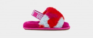 Red Ugg Fluff Yeah Camopop Kids' Slippers | 024987-YTN