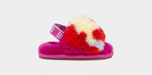 Red Ugg Fluff Yeah Camopop Kids' Slippers | 805467-NTA