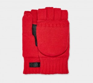 Red Ugg Knit Flip Mitten Men Gloves | 567308-KRP