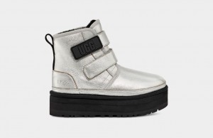 Silver / Metal Ugg Neumel Leather Kids' Boots | 207431-NSQ