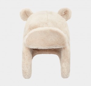 White Ugg Faux Fur Trapper With Ears Kids' Hats | 015493-IMK