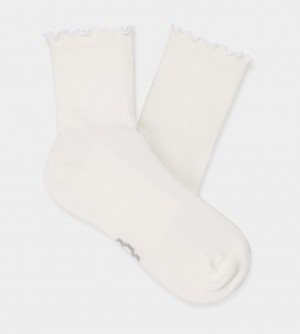 White Ugg Karsyn Lettuce Edge Women Socks | 754861-WPJ