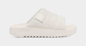 White Ugg Maxxer Men Slides | 157963-NEF