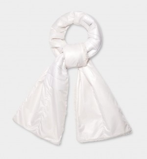 White Ugg Sherpa Puffer Logo Women Scarves | 829430-KMP