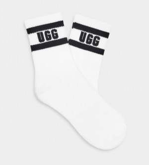 White / Black Ugg Dierson Logo Quarter Women Socks | 370495-HGR