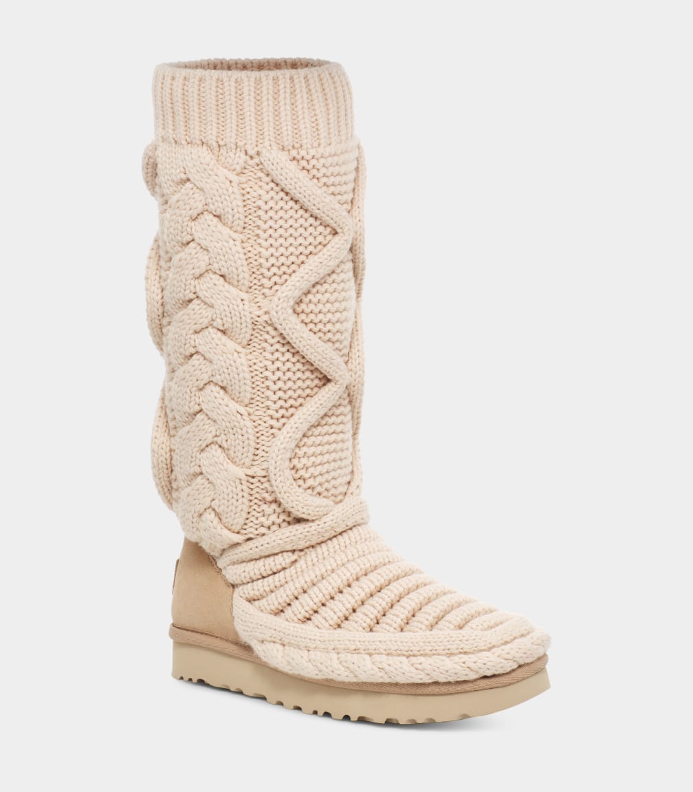 Beige Ugg Classic Tall Chunky Knit Women Boots | 325948-GDC