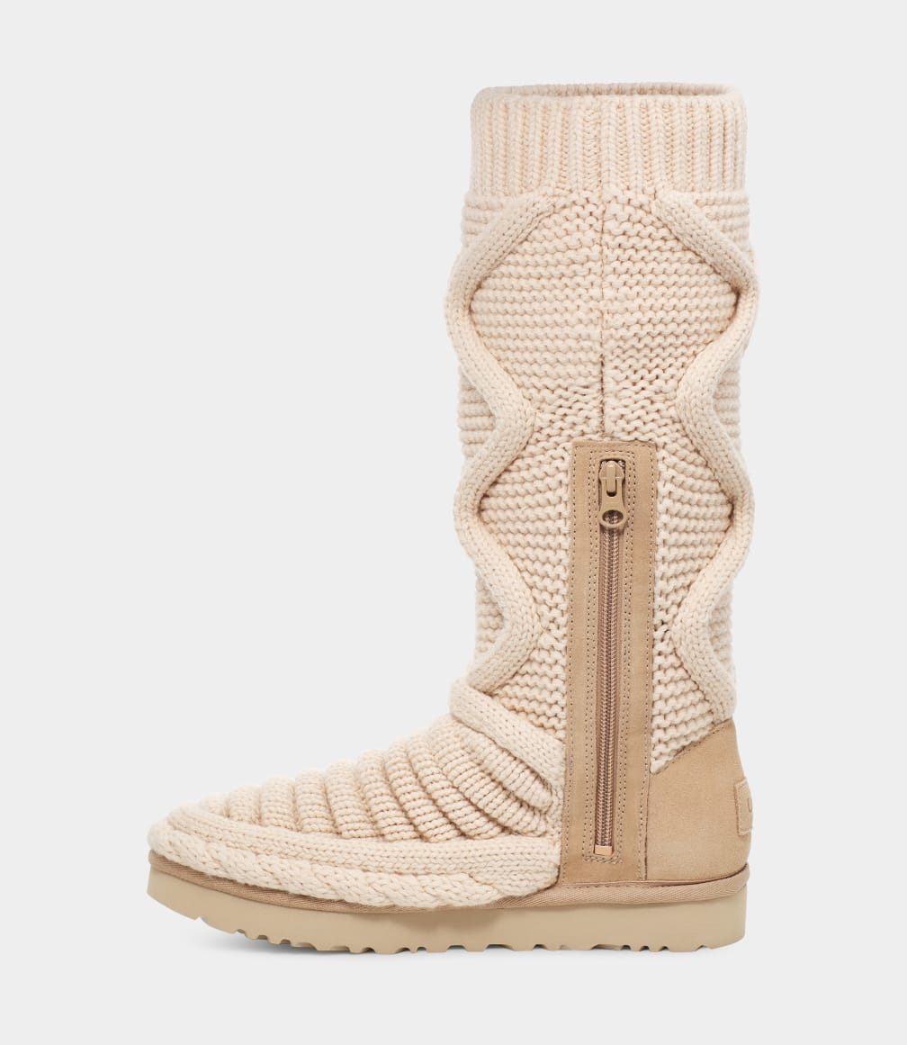 Beige Ugg Classic Tall Chunky Knit Women Boots | 325948-GDC