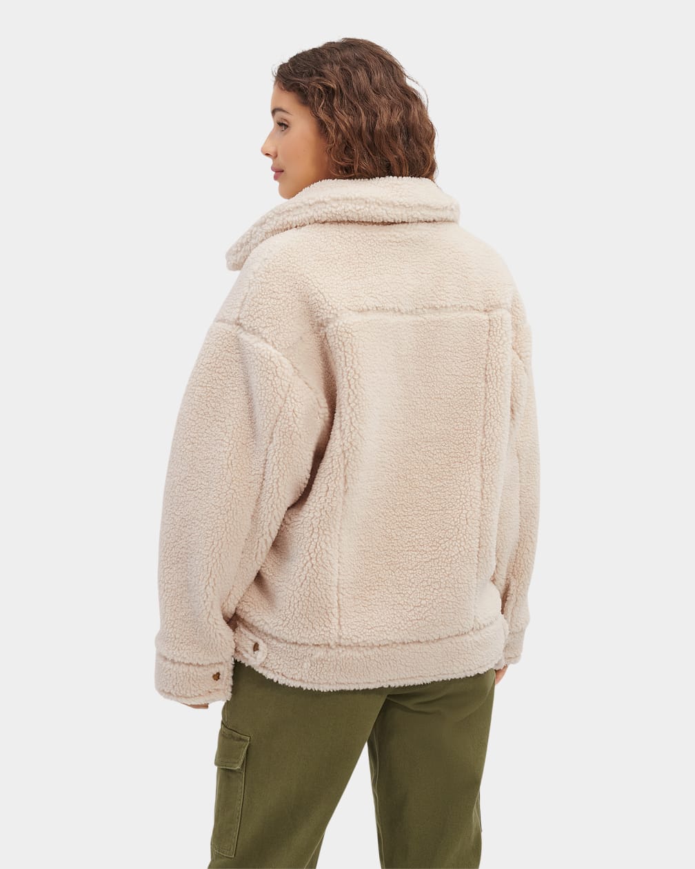 Beige Ugg Frankie Sherpa Trucker Women Jackets | 346578-IUT