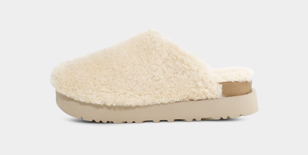 Beige Ugg Fuzz Sugar Women Moccasins | 063749-LJC