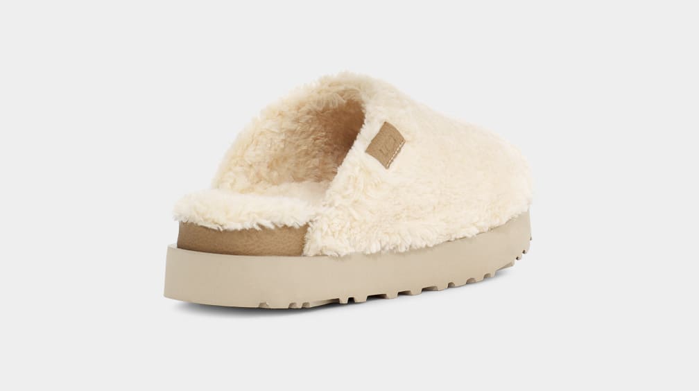 Beige Ugg Fuzz Sugar Women Moccasins | 063749-LJC