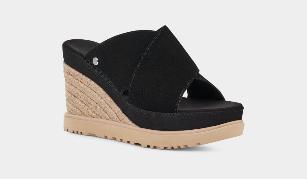 Black Ugg Abbot Women Slides | 694058-LGQ