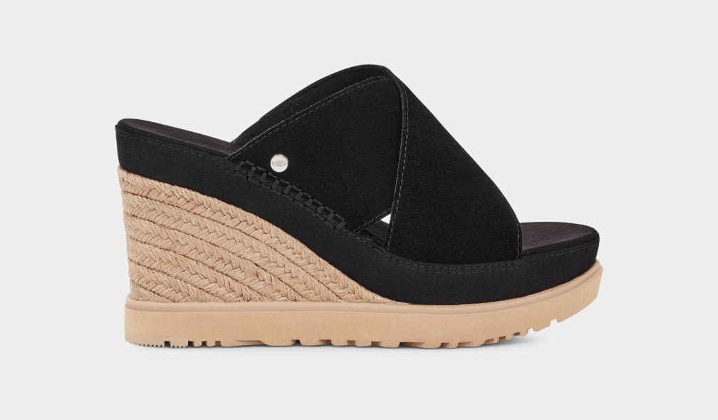 Black Ugg Abbot Women Slides | 694058-LGQ