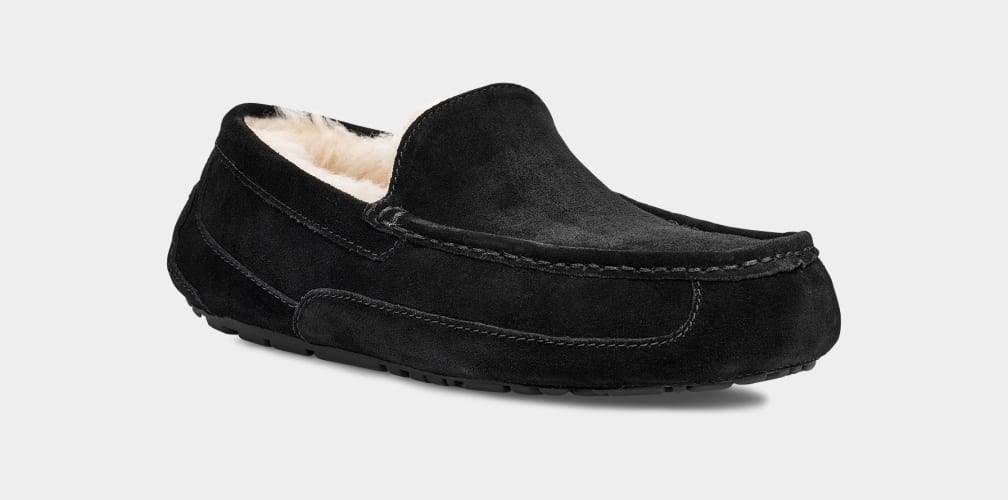 Black Ugg Ascot Men Moccasins | 907562-DUT