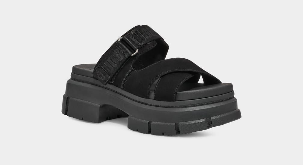 Black Ugg Ashton Women Slides | 096214-EYO