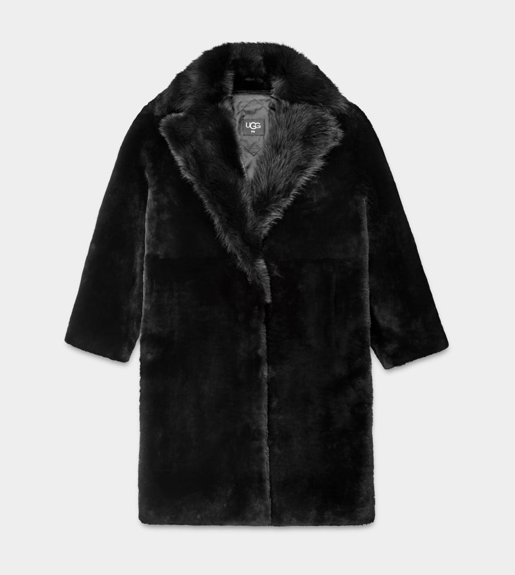 Black Ugg Audree Shearling Women Coats | 590821-OHV